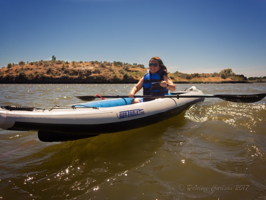 Woman kayaking on the Columbia River